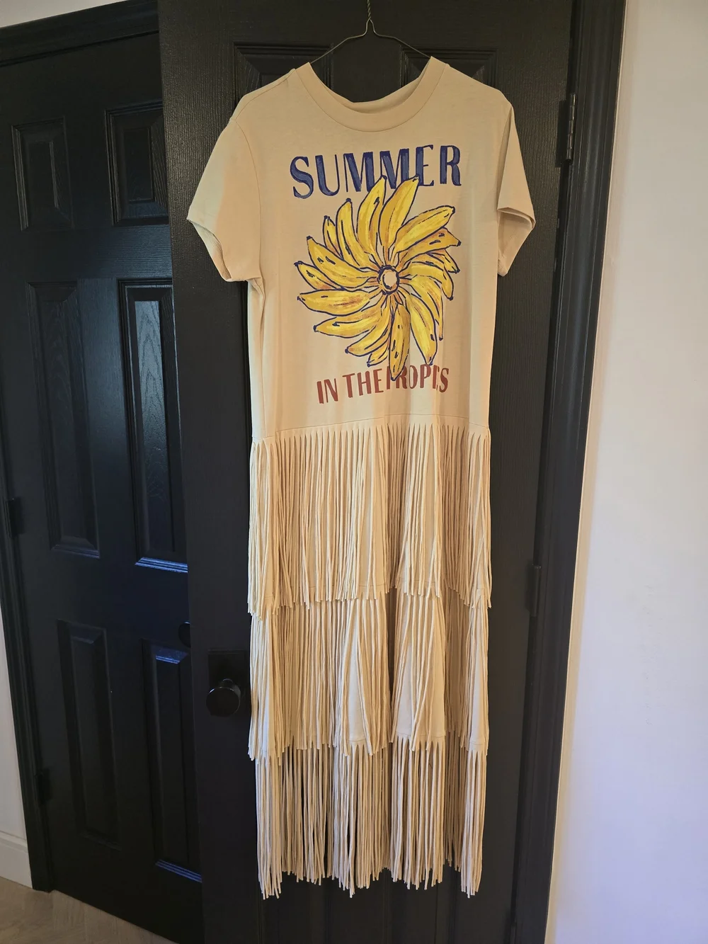 FARM Rio Cream Graphic Fringe Maxi Dress with Yellow Floral Print - Picture 1 of 3